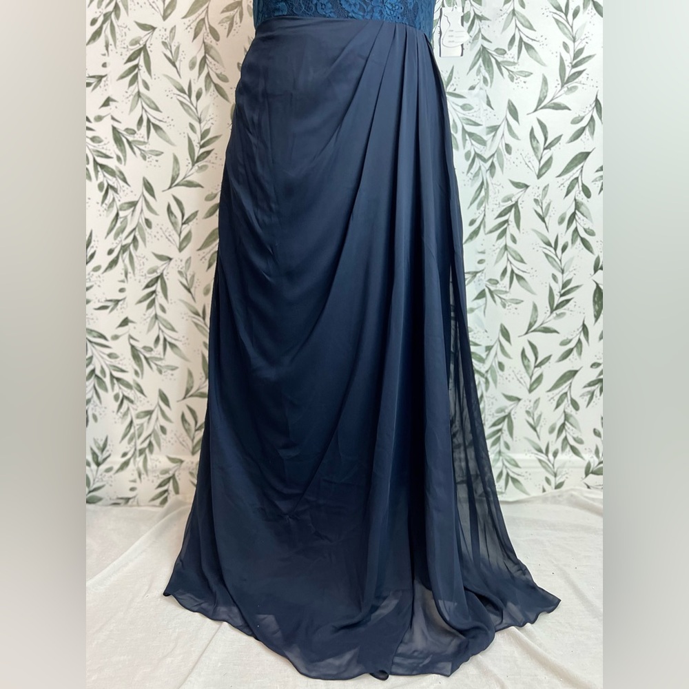 Elegant High Neck Lace Chiffon Bridesmaid WeddingGuest Evening Gown Sz XL NWT #7 - Picture 7 of 14
